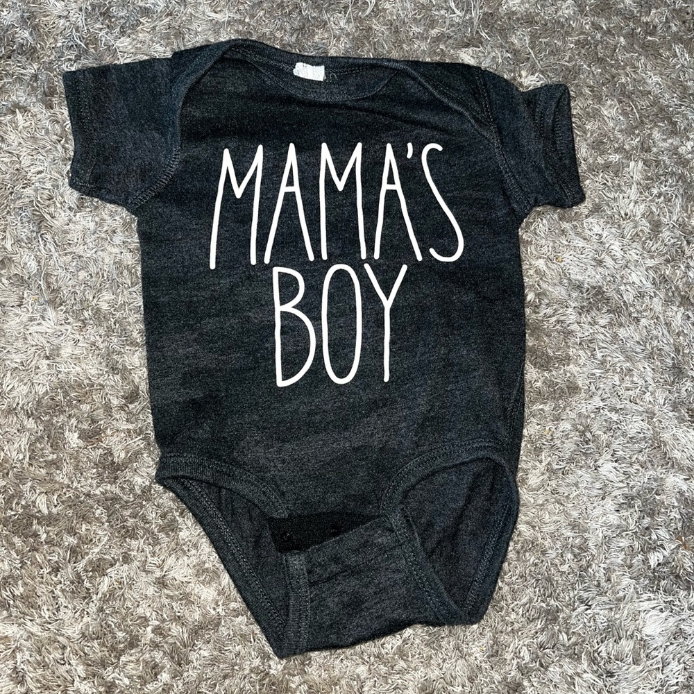 Mama’s boy grey camo onesie